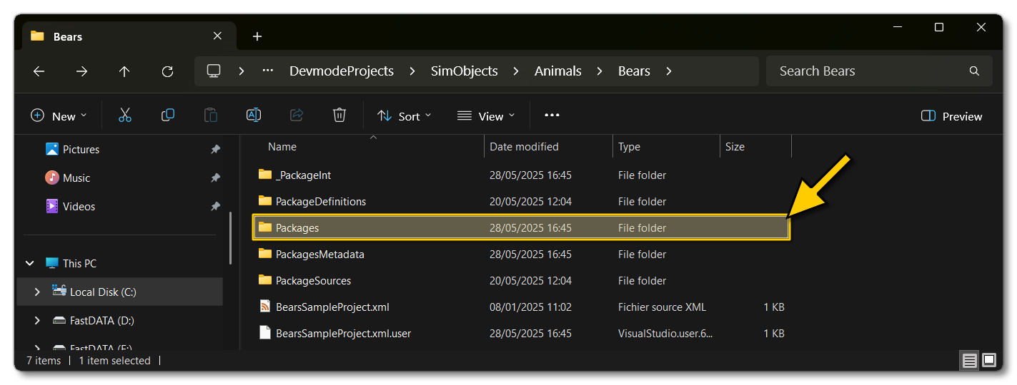 The Packages Folder For The Build Sample Bears Project