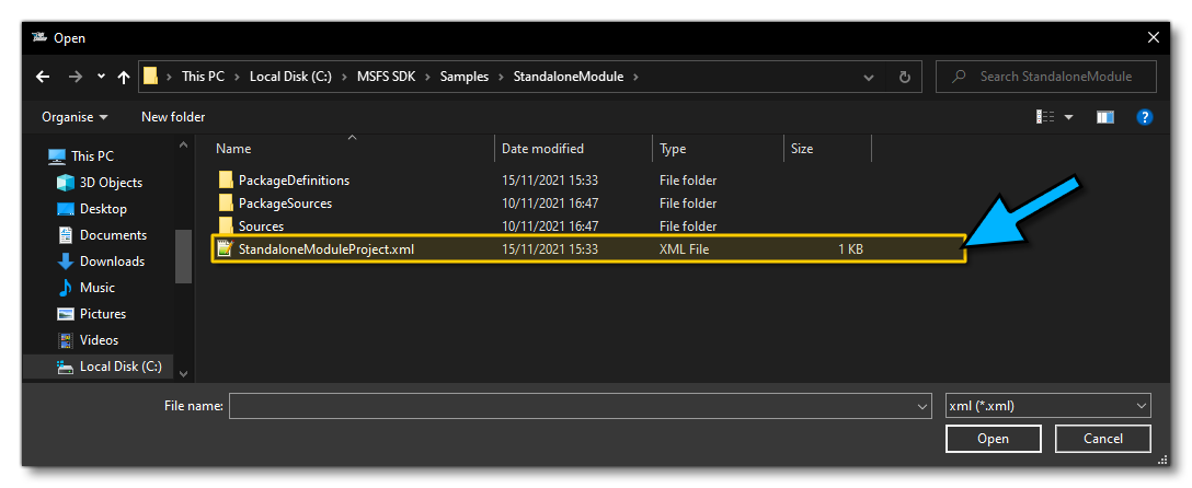 The StandaloneModule XML File In The File Explorer