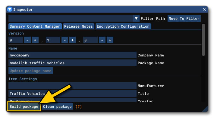 Building A Package From The Inspector