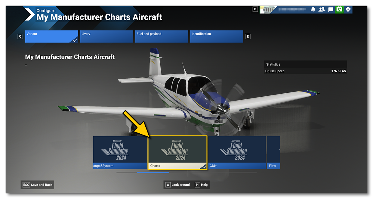 Selecting The Charts Aircraft In The Simulation