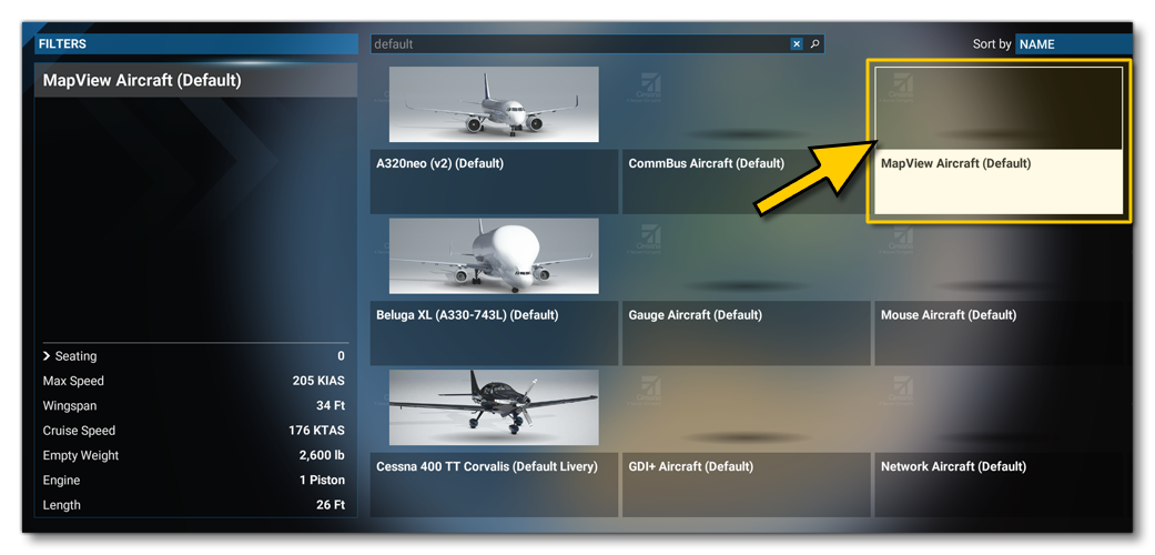 Selecting The Map View Aircraft In The Simulation