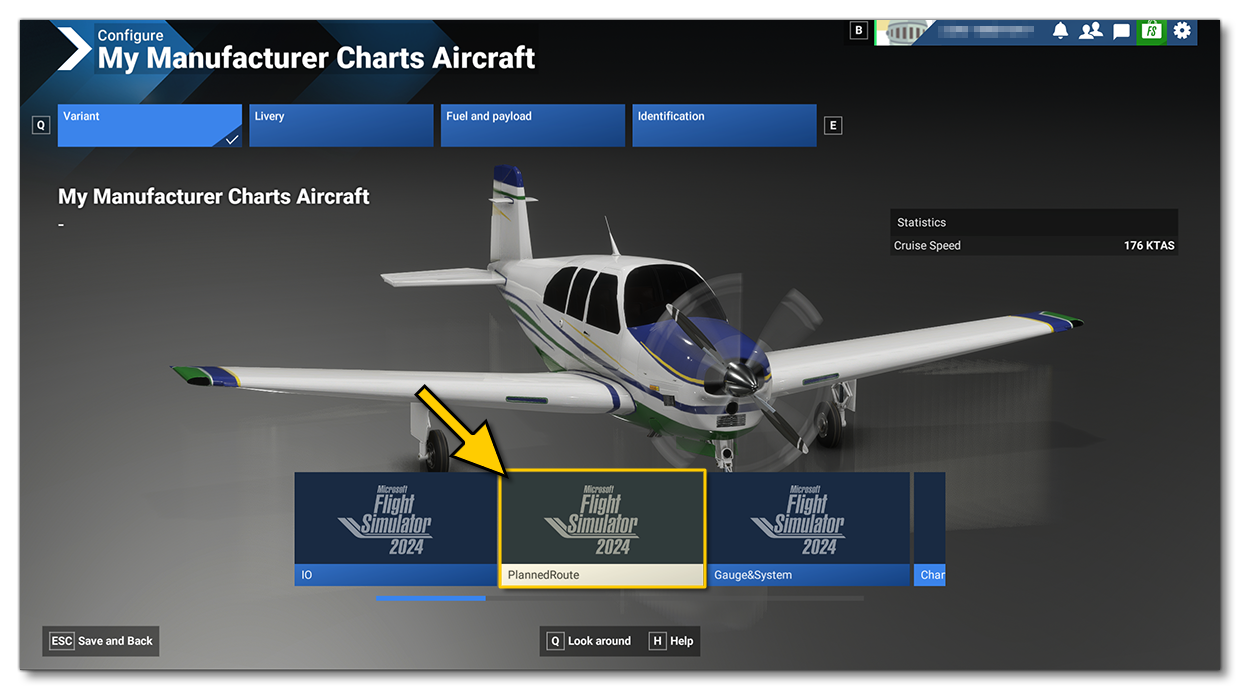 Selecting The Charts Aircraft In The Simulation