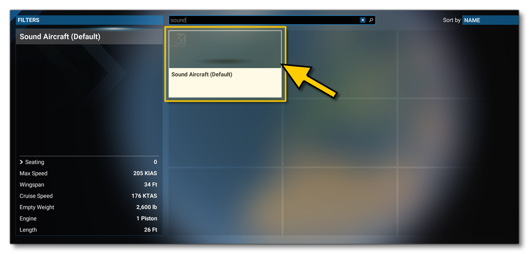 Selecting The Sound Aircraft In The Simulation