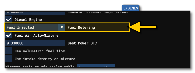 The Fuel Metering Type Parameter For A Piston Engine