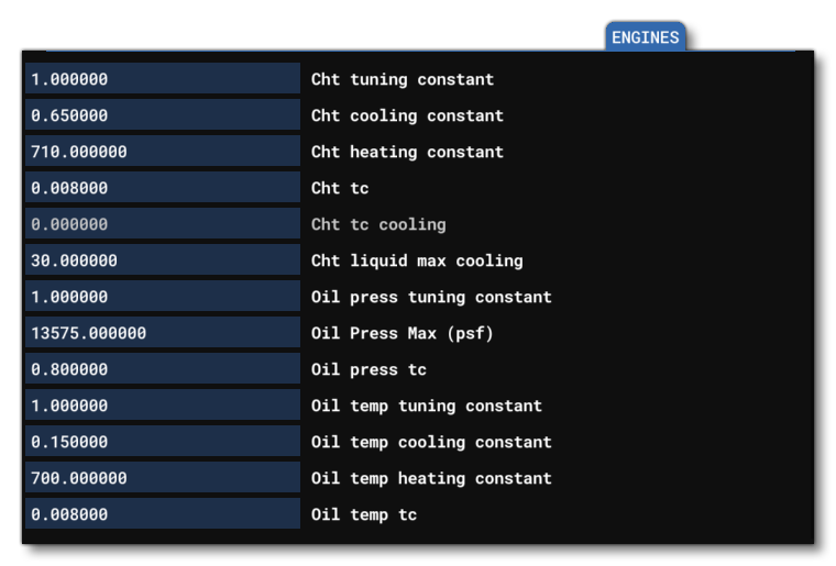 Some Of The Different Time, Tuning, Heating And Cooling Constants In The Piston Engine