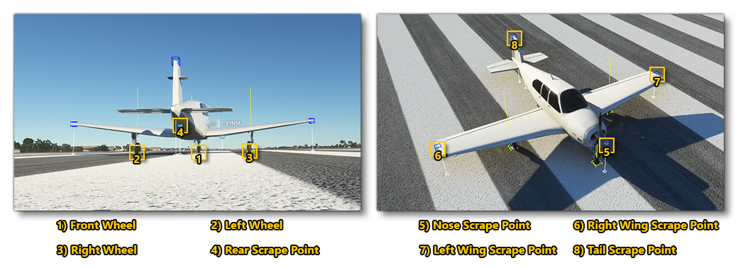 Illustration Of initial Contact Points For An Aircraft