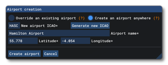 The Airport Wizard For A Custom Airport