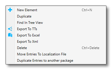 The Entries RMB Menu