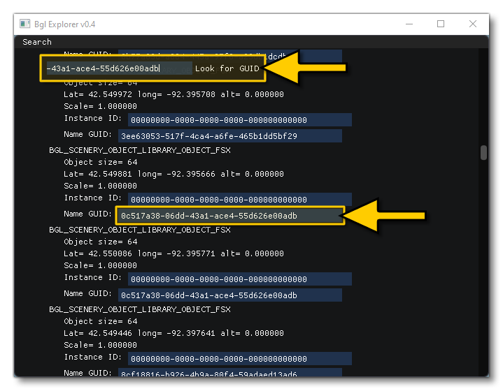 Example Of Searching A GUID With The Tool