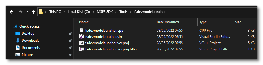 The DevMode Launcher Source Code Location