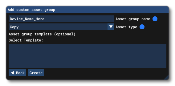Setting The Asset Group To Copy