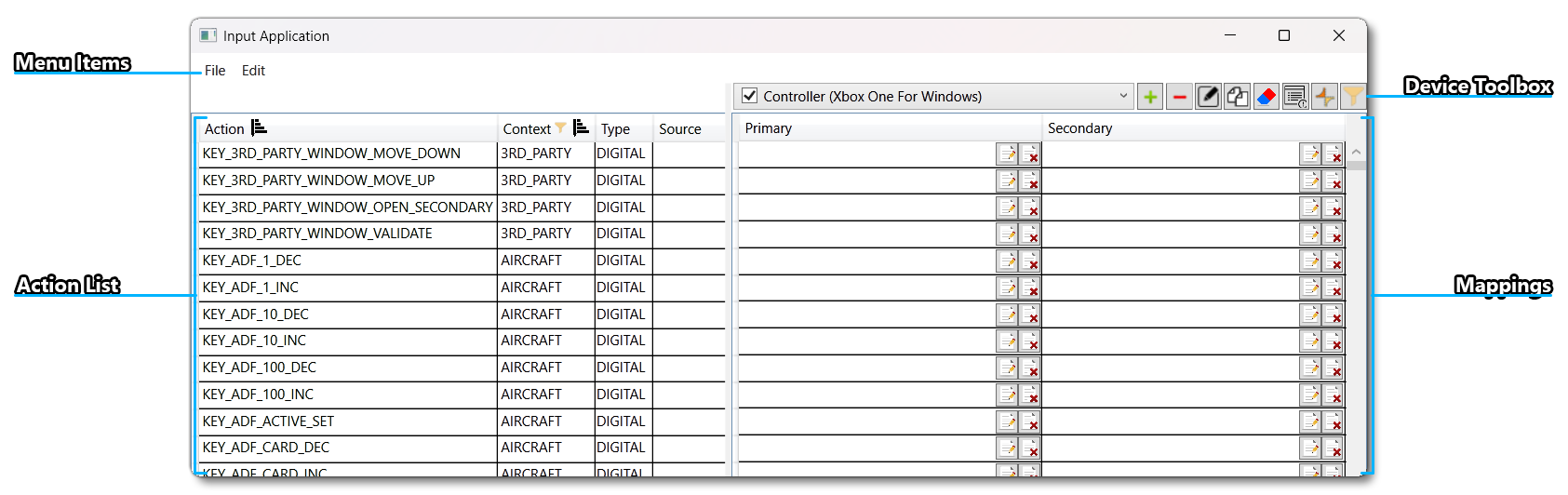 The Input Application Window