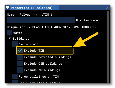 Polygon Object Exclude TIN Option