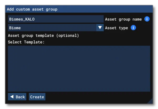 Adding A Biome Asset Group