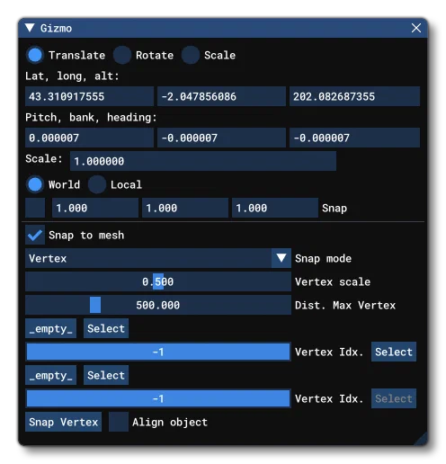The Snap To Mesh Options