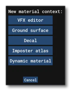The Context Menu When Creating A New Material