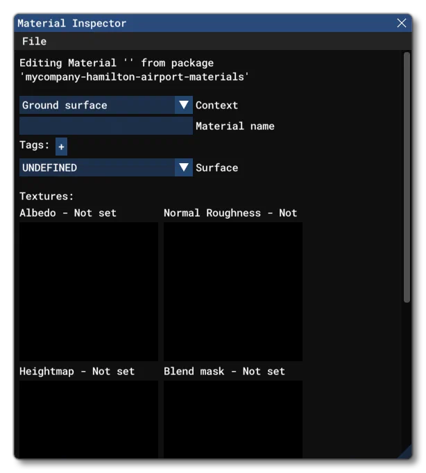 The Material Inspector For A New Material