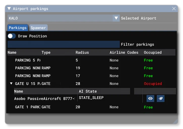 The Parking Tab Of The Parking Occupation Window