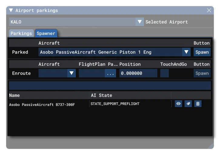 The Spawner Tab Of The Parking Occupation Window