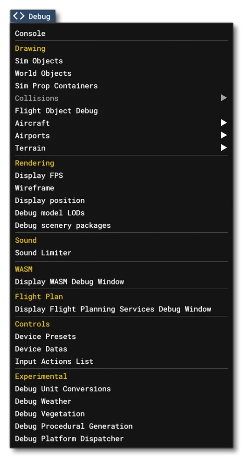 The Developer Mode Debug Menu