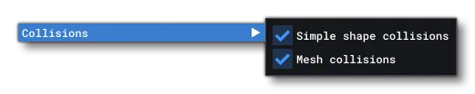 The Collisions Sub Menu