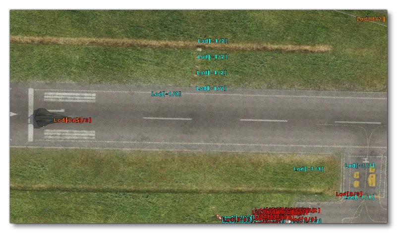 Example Of The LOD Debug When Displaying Inactive LODs