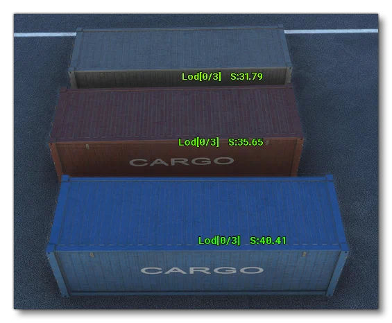 LOD Screen Size Data Being Shown In The Simulation