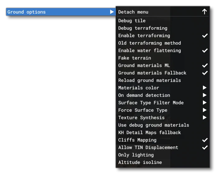 The Ground Sub-Menu