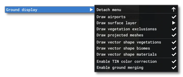 The Different Ground Display Options From The Options Menu