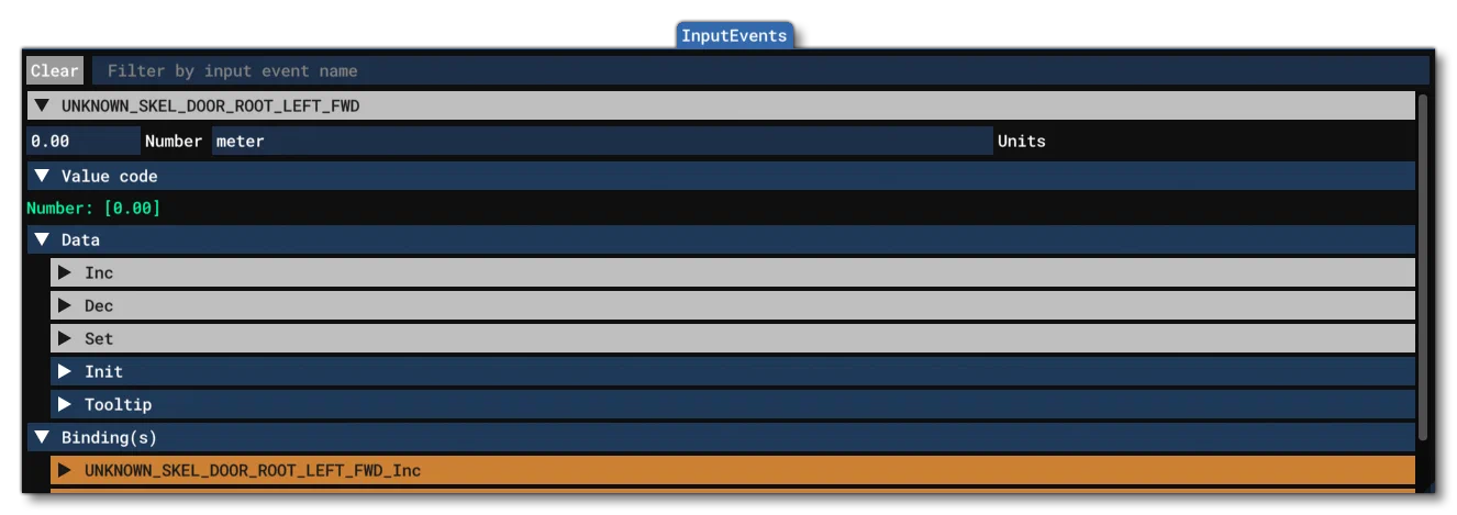 The InputEvents View Tab