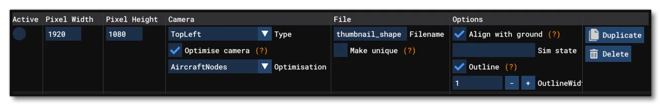 The Capture Options For The EFB Thumbnail
