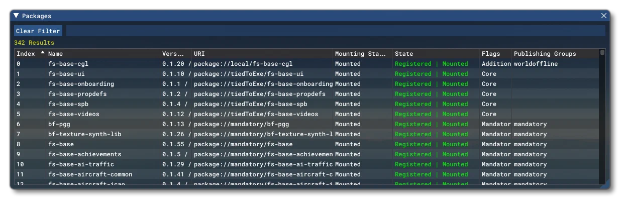 The Packages Window From The Tools Menu