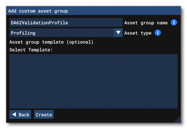 Selecting The Profile Asset Group