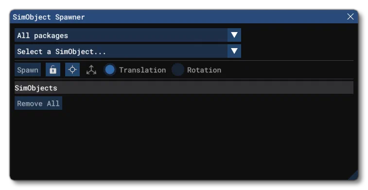 The SimObject Spawner Tool Window