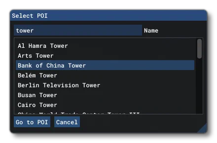 The Select POI Window