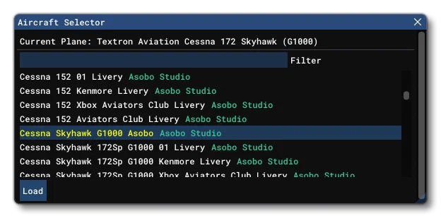 The Aircraft Selector Window