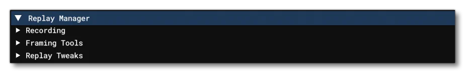 The Replay Manager Section Of The Camera Tab