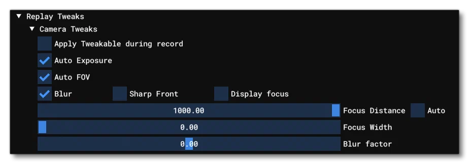 The Replay Tweaks Sub-Section Of The Replay Manager