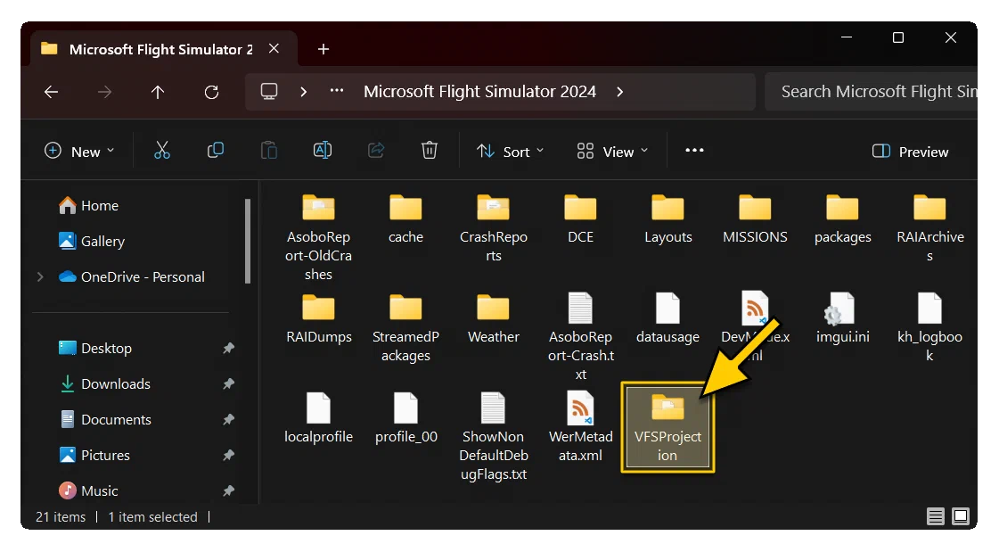 The Location Of The VFSProjection Folder