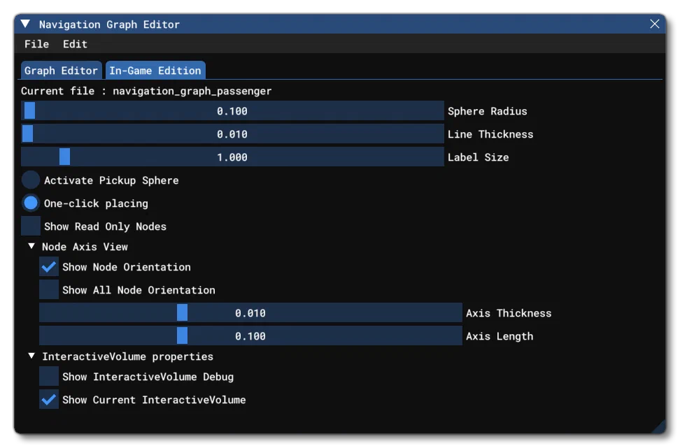 The Navigation Graph View Properties Window