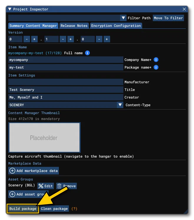 The Build Button In The Inspector For A Package