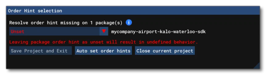 The Order Hint Selection Window
