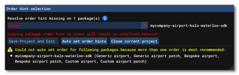 Auto Set Order Hints Errors