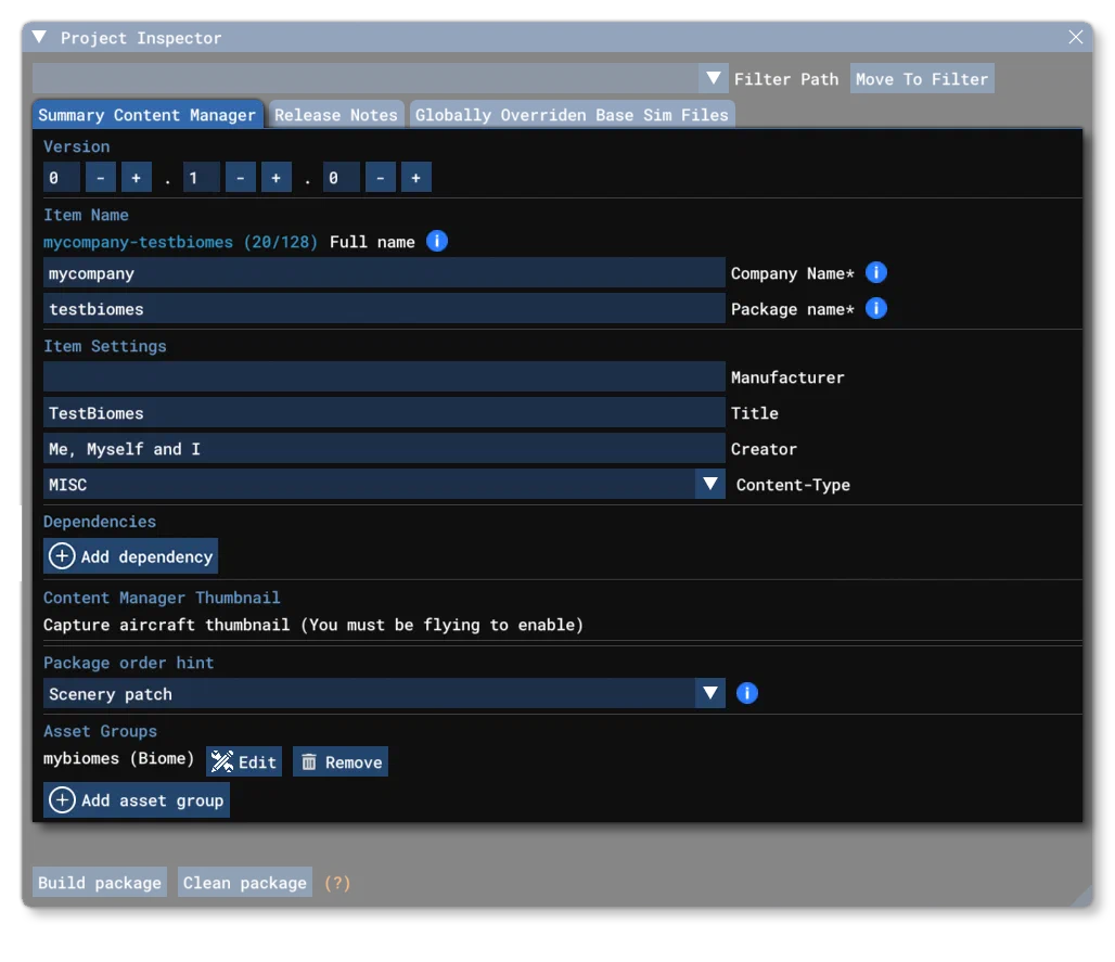 The Summary Content Manager Tab