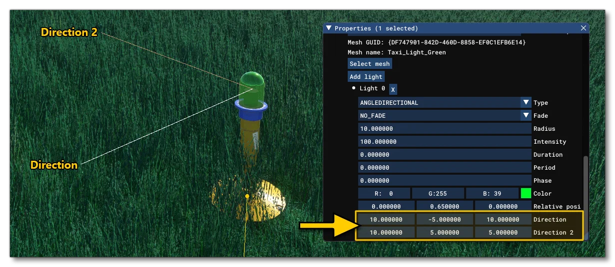 Example Showing The Light Direction Render Option Enabled