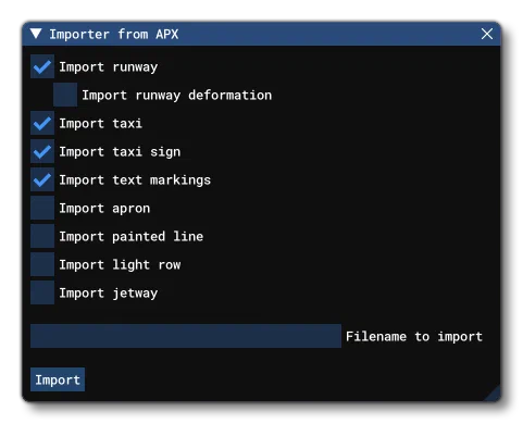 The Import From An Airport Window In The Scenery Editor