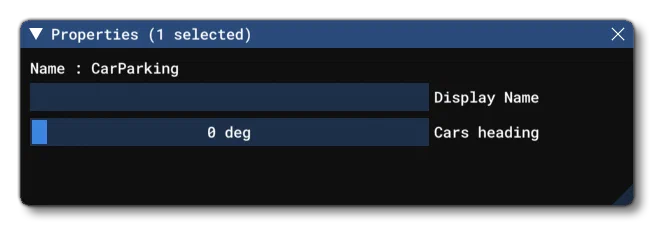 The Properties Window For A CarParking Object