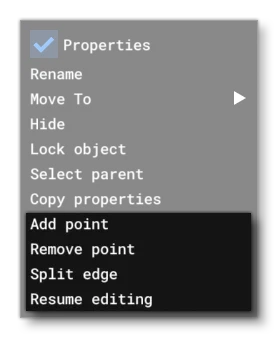 The Polygon right mouse button Menu