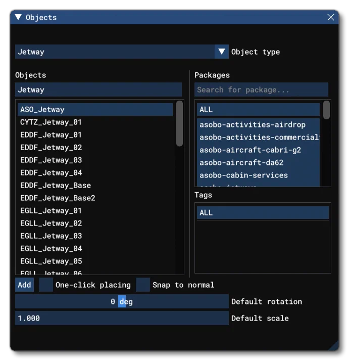 The Jetway Object Elements Listed In The Objects Window