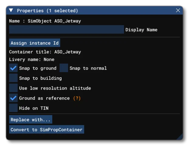 The Jetway Object Properties